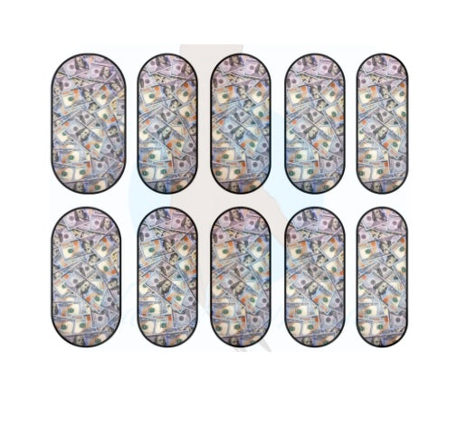 Blue Face Hundreds Nail Decals