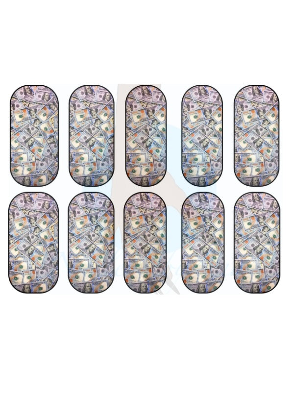 Blue Face Hundreds Nail Decals