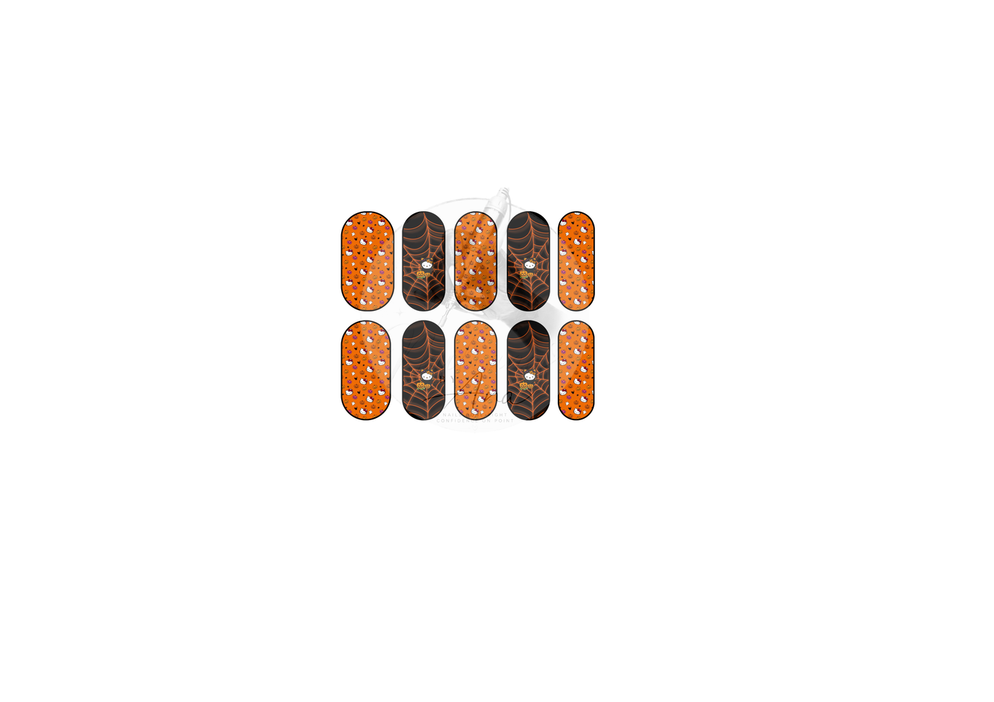 HK inspired Orange Spider Web Nail Decals