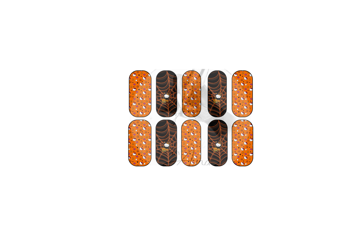 HK inspired Orange Spider Web Nail Decals
