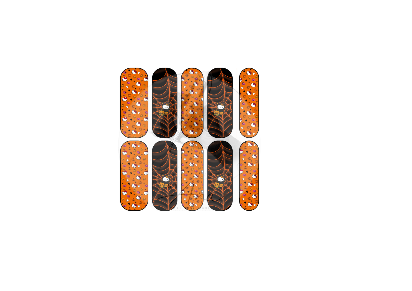 HK inspired Orange Spider Web Nail Decals