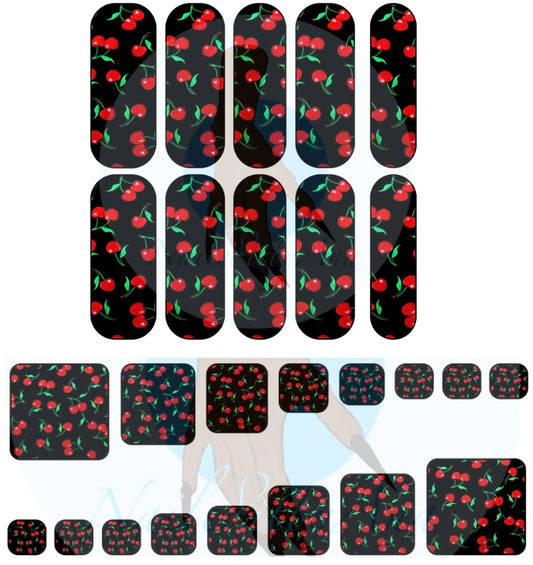 Décalcomanies pour ongles cerises jumelles n° 1
